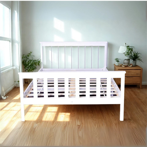 White 3ft 4ft wooden bed - white,