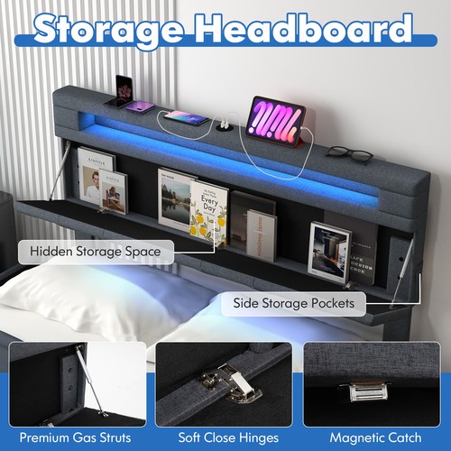 Double bed frame with led - frame,