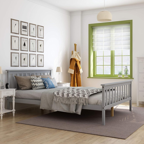Bed frame double 4ft6 solid - bed,