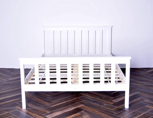 White 4ft wooden bed - white,