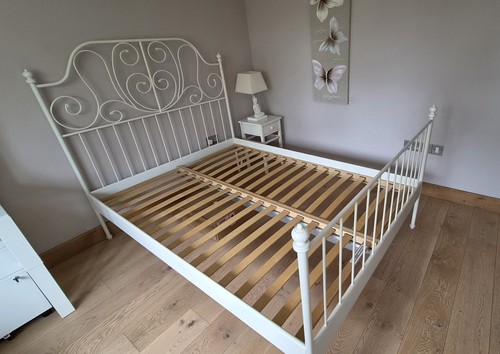 Double white metal sprung slat - double,
