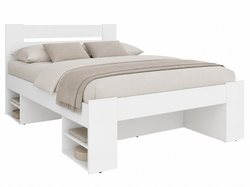 Double storage bed frame white - storage,