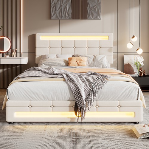 4ft6 double bed - double, upholstered