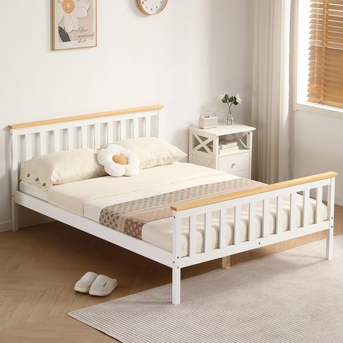 Double bed white pine - white, 4ft6
