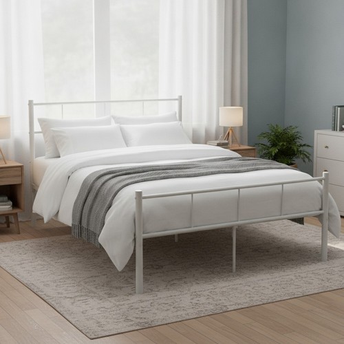 White metal bed frame 4ft6 - bed,