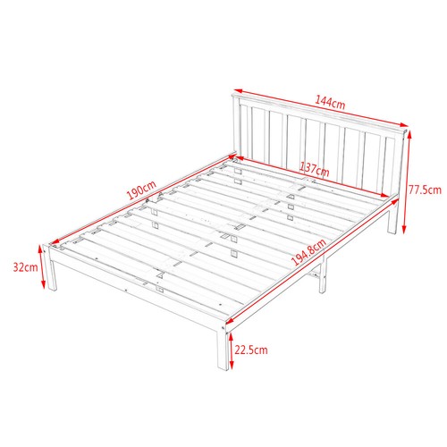 Solid wooden bed - frame, 3ft
