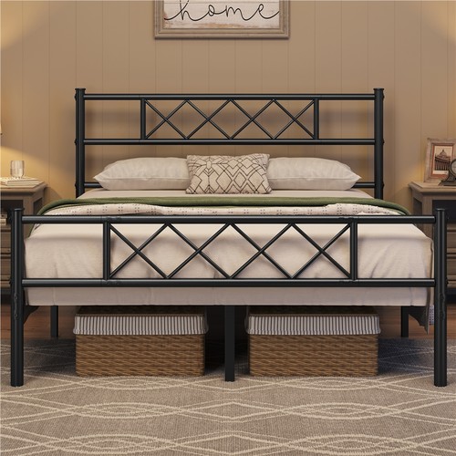 Double bed frame metal - bed, slatted