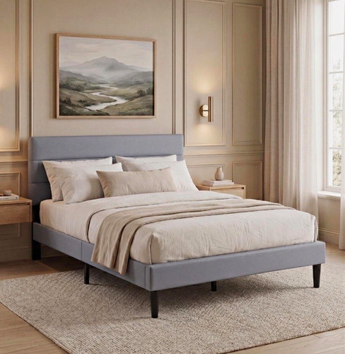 Light grey linen upholstered - light,