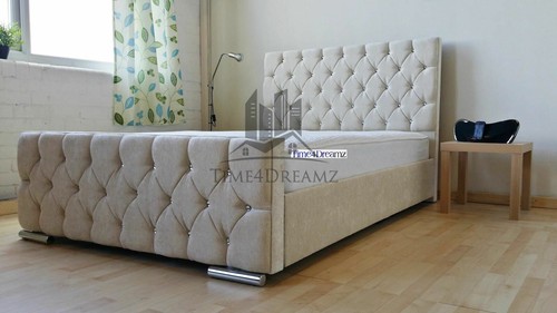 Diamond upholstered white bed - diamond,