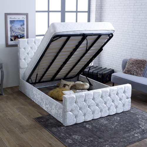 Diamond crushed velvet ottoman - diamond,