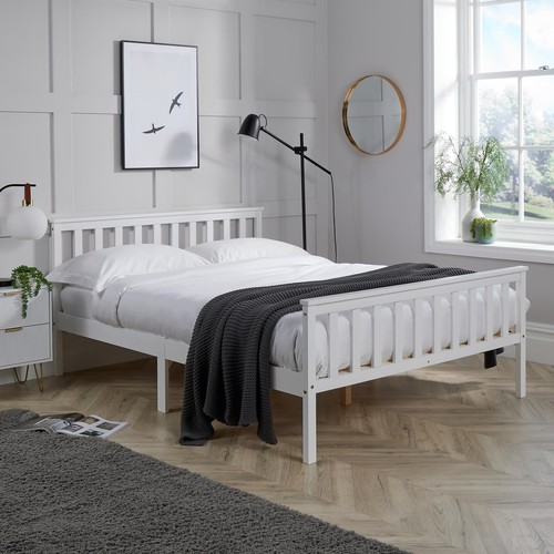 Double bed white - wooden, 6