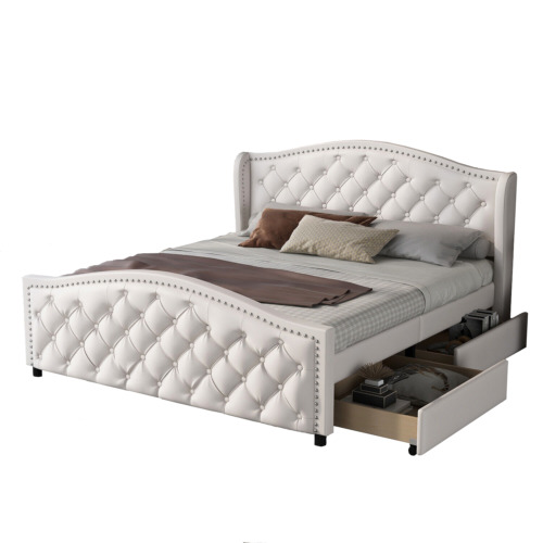 Double bed 4ft6 upholstered - bed, pu