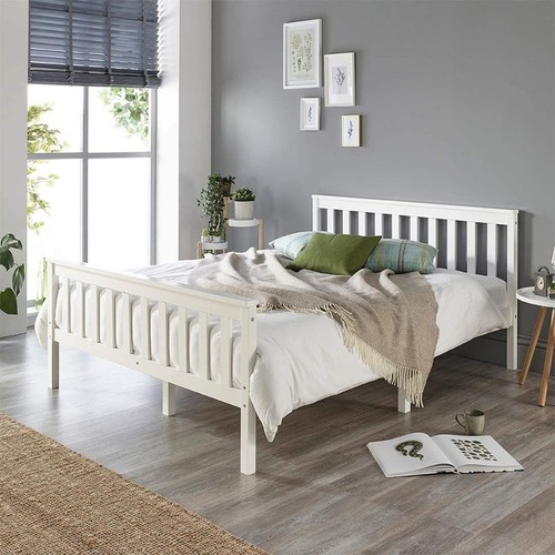 Small double pinewood bed - pinewood,