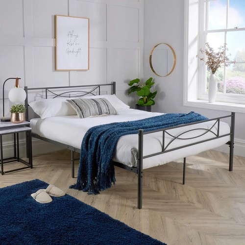 Metal double bed - double, dark