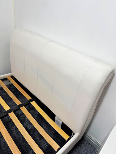 White faux leather upholstered - white,